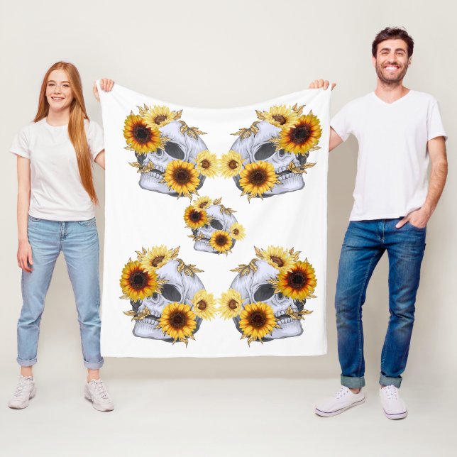GOLDEN BLOOM SKULL FLEECE BLANKET (In Situ)