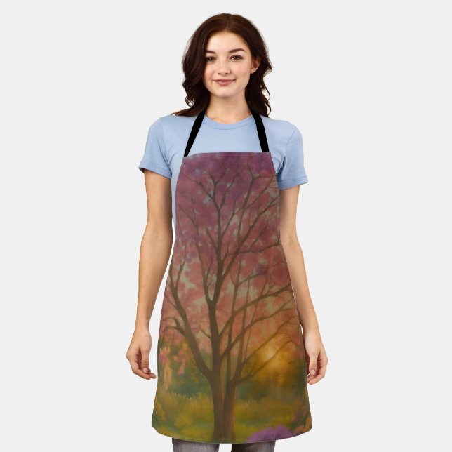 Golden Bloom – Sunset Garden Painting Apron (Worn)