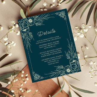Golden Bloom Wedding Details Enclosure Card