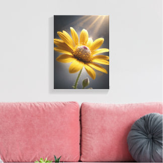 Golden Bloom – Yellow Flower Macro Photography Art Canvas Print