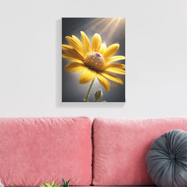 Golden Bloom – Yellow Flower Macro Photography Art Canvas Print (Insitu(LivingRoom))