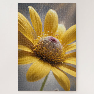 Golden Bloom – Yellow Flower Macro Photography Art Jigsaw Puzzle