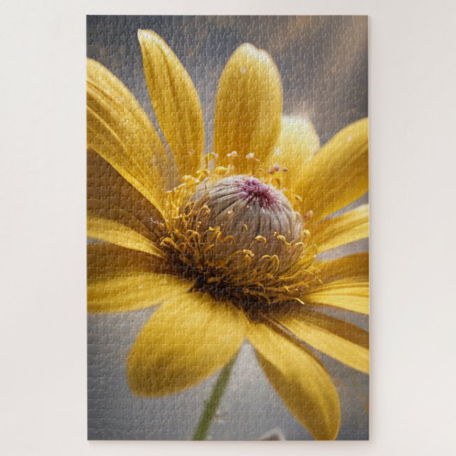 Golden Bloom – Yellow Flower Macro Photography Art Jigsaw Puzzle (Vertical)