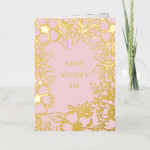 Golden Blooms Mothers Day Foil Greeting Card
