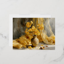 Golden Blooms Still Life Holiday Postcard