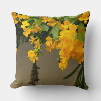 Golden Blossom Beauty Throw Pillow