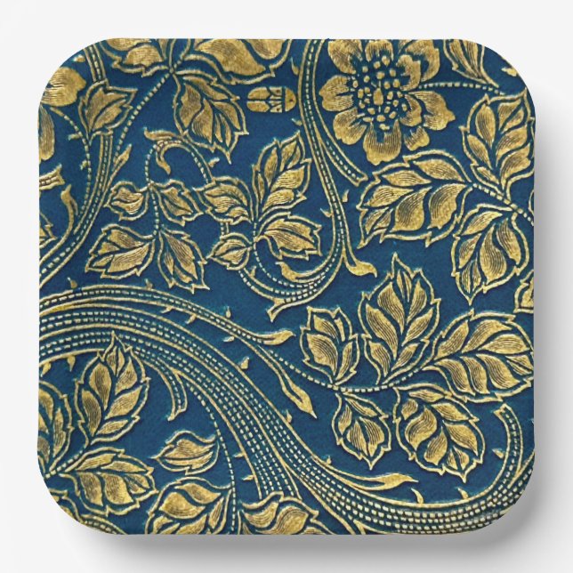 Golden Blossom Elegance Paper Plate (Front)
