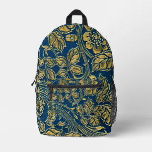 Golden Blossom Elegance  Printed Backpack