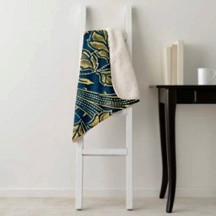 Golden Blossom Elegance Sherpa Blanket