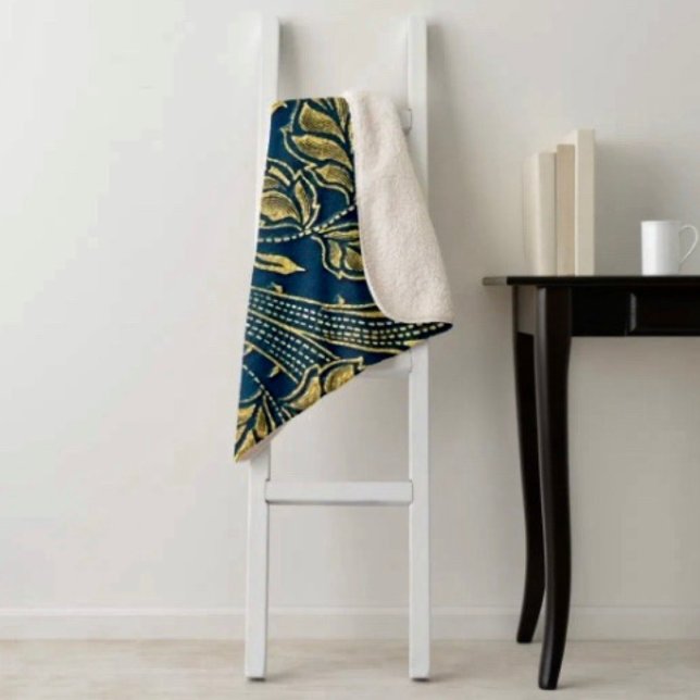 Golden Blossom Elegance  Sherpa Blanket (Creator Uploaded)