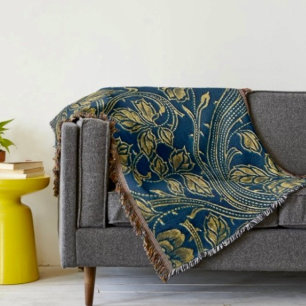 Golden Blossom Elegance Throw Blanket