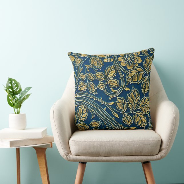 Golden Blossom Elegance Throw Pillow (Chair)