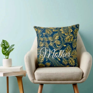 Golden Blossom Elegance Throw Pillow