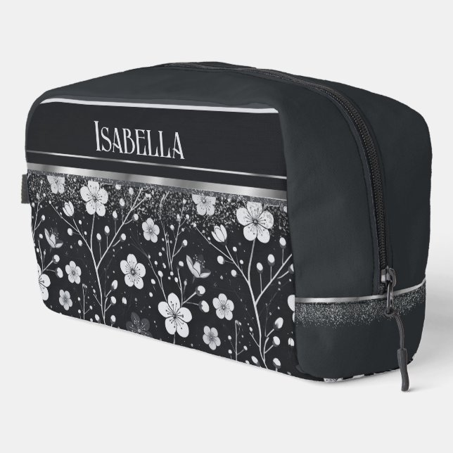 Golden Blossoms: Delicate Floral Symphony Dopp Kit (Right Corner)