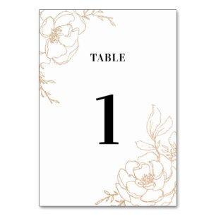 Golden Blossoms Floral Wedding Design Table Number