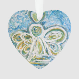 Golden Blue Angel Art Gift Holiday Ornament