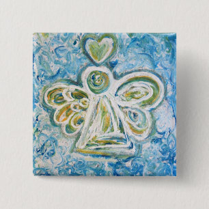 Golden Blue Angel Button