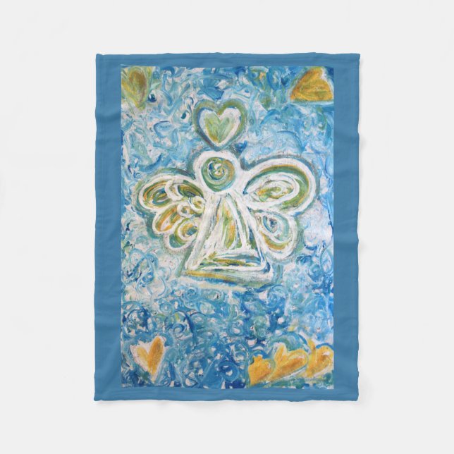 Golden Blue Angel Custom Soft Fleece Blanket (Front)