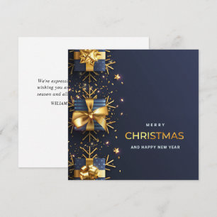 Golden Blue Christmas Ornament Corporate Greeting  Holiday Card