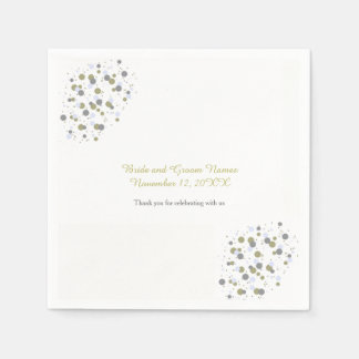 Golden Blue Confetti Dots Napkin