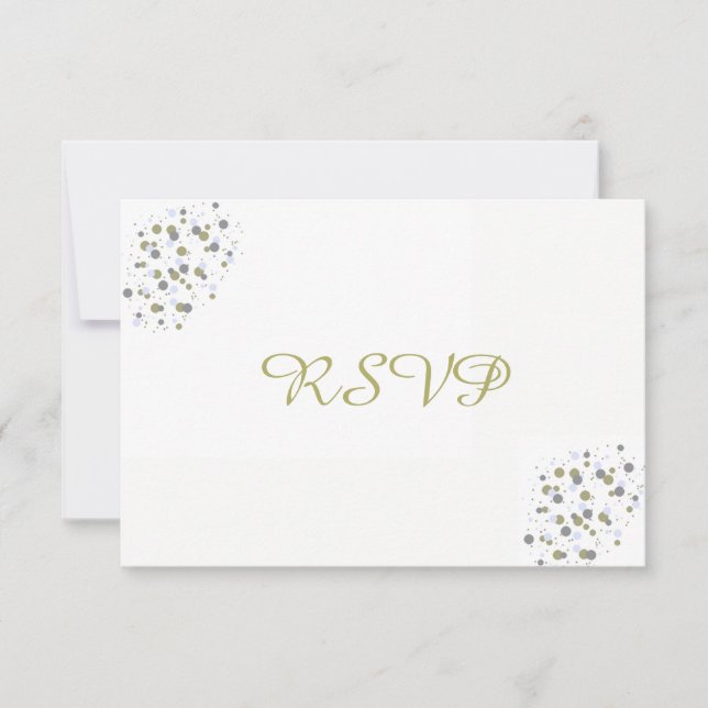 Golden Blue Confetti Dots RSVP (Front)