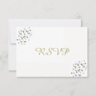 Golden Blue Confetti Dots RSVP Card