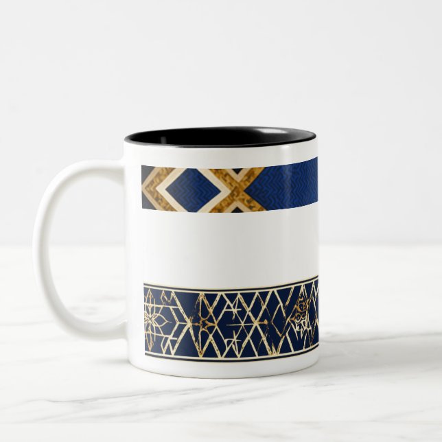 Golden-blue designed coffee mug (Left)