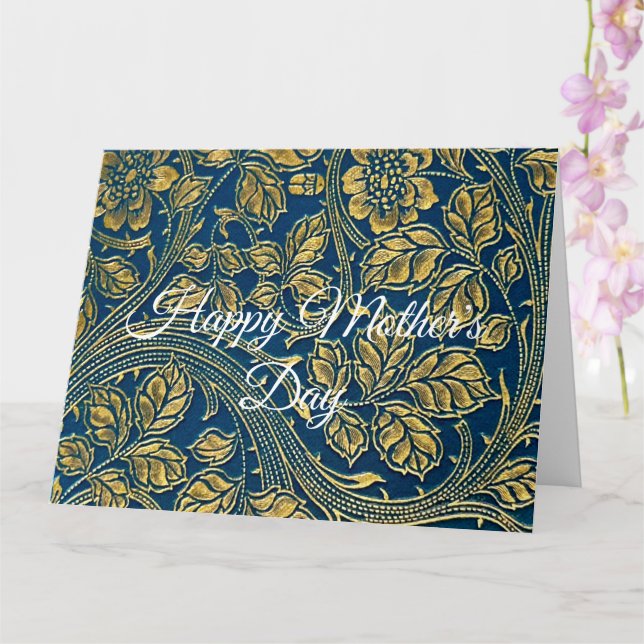 Golden Blue Elegance Card (Orchid)