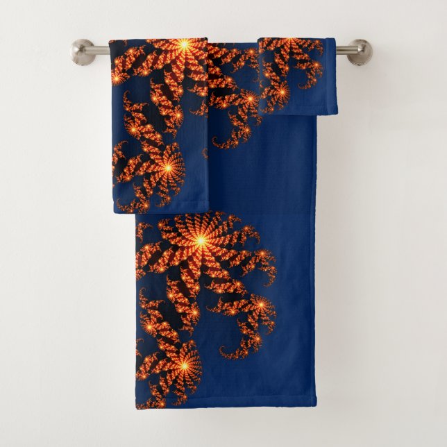 Golden Blue Fractal Avoir un ensemble de serviette (En situation)