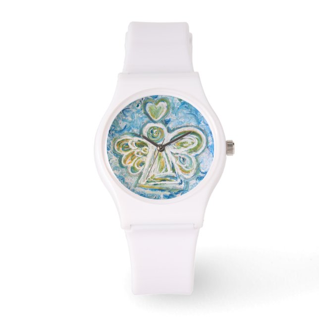 Golden Blue Guardian Angel Custom Watch Design (Front)