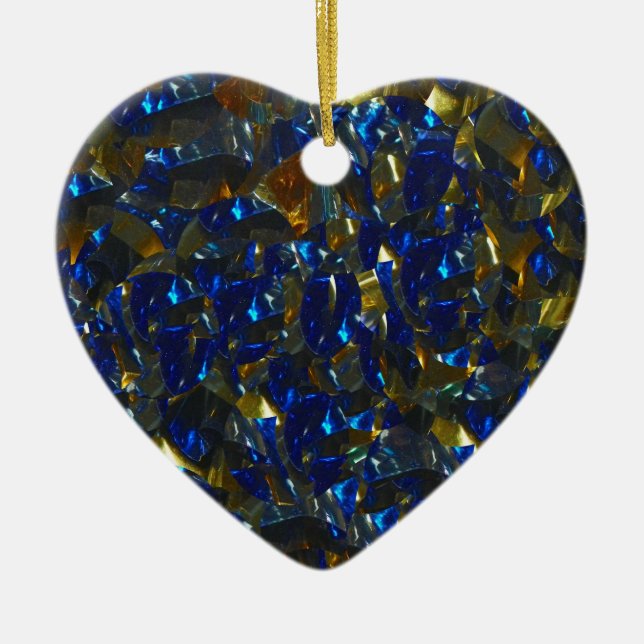 Golden Blue Heart Ornament (Front)