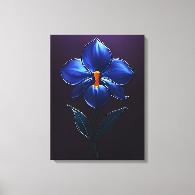 Golden Blue Orchid - Botanical Art Canvas Print (Front)