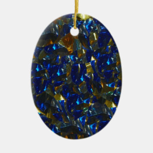 Golden Blue Oval Ornament
