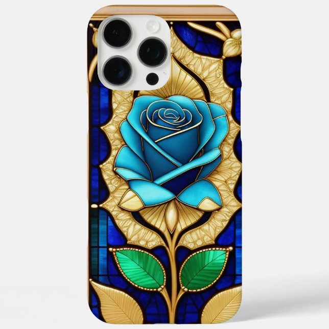 Golden Blue Rose in Decorative Frame Case-Mate iPhone Case (Back)