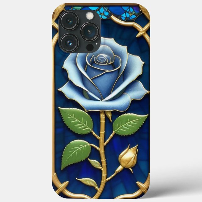 Golden Blue Rose in Decorative Frame Case-Mate iPhone Case (Back)