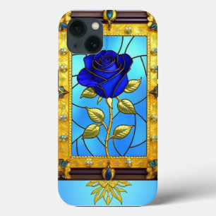 Golden Blue Rose in Decorative Frame iPhone 13 Case