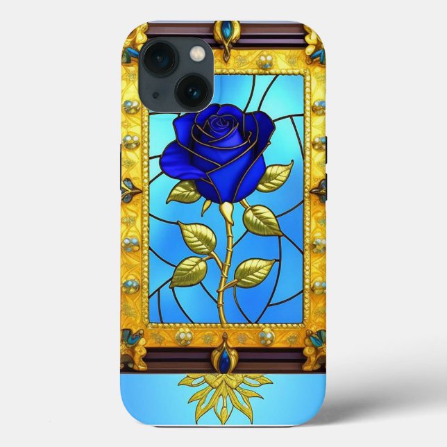 Golden Blue Rose in Decorative Frame Case-Mate iPhone Case (Back)