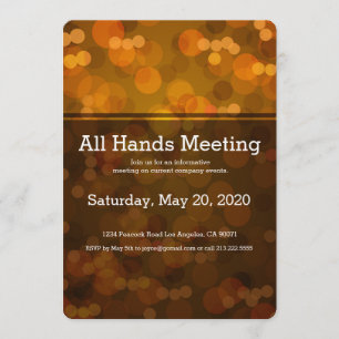 Golden Blurry Lights All Hands Meeting Invitation