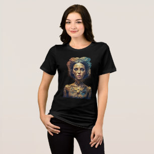 Golden Bohemian Beauty - Modern Art T-Shirt Design Tri-Blend Shirt