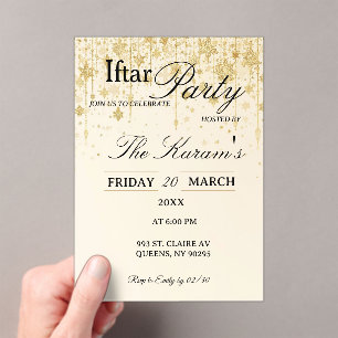 Golden Boho Minimalist Mosque Ramadan Iftar Party  Acrylic Invitations