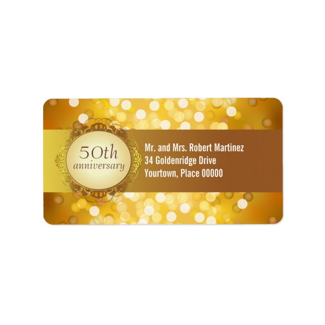 Golden Bokeh 50e anniversaire Étiquette de adresse (Devant)