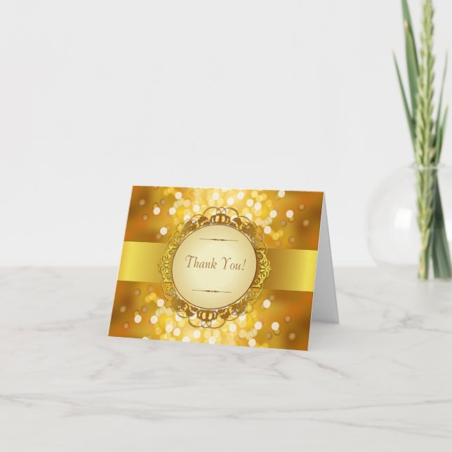 Golden Bokeh 50th Anniversary Carte de remerciemen (Devant)