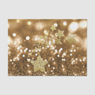 Golden Bokeh Faux Glitter & Stars Tissue Paper