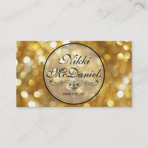Golden Bokeh Hairstylist Business Card Templates