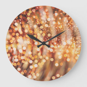 Golden Bokeh: Vintage Light Play Large Clock