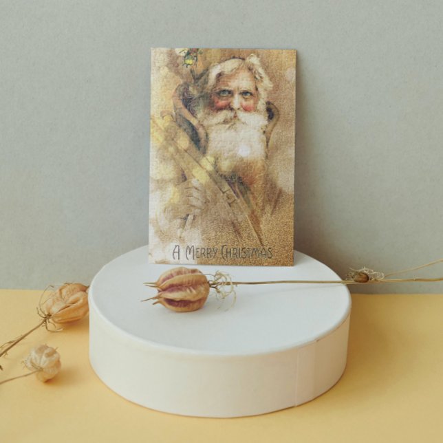 Golden Bokeh vintage Santa Claus Jigsaw Puzzle (Creator Uploaded)