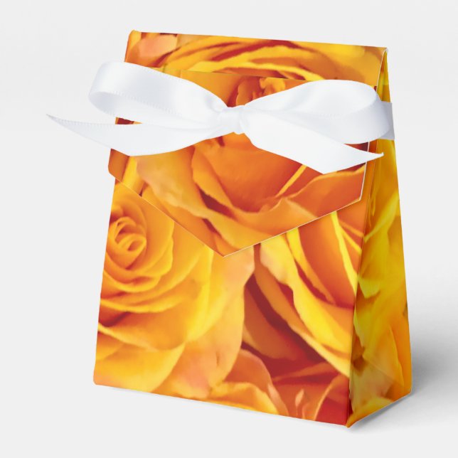 Golden Bold Roses Favor Box (Front Side)