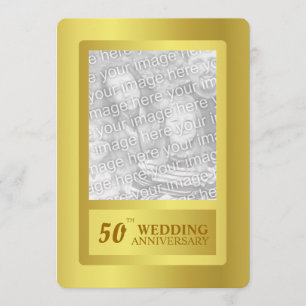 Golden Border 50th Wedding Anniversary Invitation