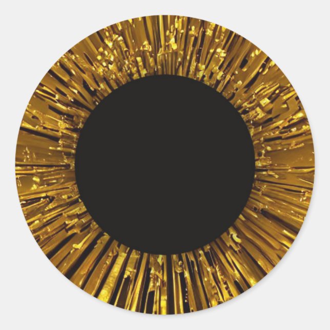 Golden border classic round sticker (Front)