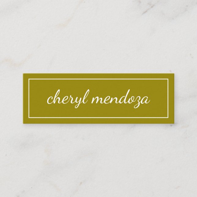 Golden Border Cursive Text Mini Business Card (Front)